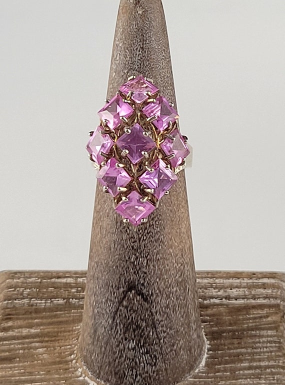 Estate Pink Sapphire Sterling Cluster Ring