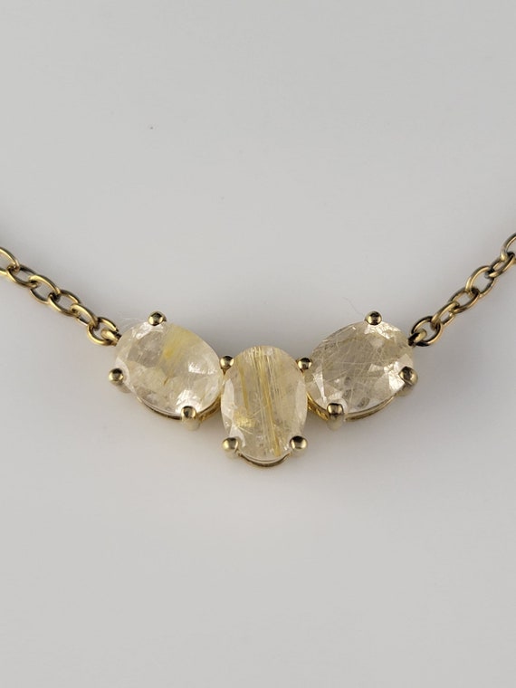 Beautiful Golden Rutilated Quartz Vermeil Necklace - image 1