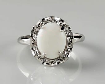 1930s Jelly Opal Sterling Solitaire Ring