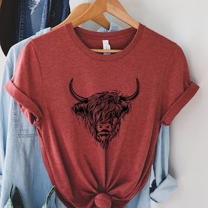 Highland Cow Womens T-shirt, Heifer Womens tshirt, Womens t shirt, Womens tshirts, Womens Tee, Unisex tshirt, Cow shirt, Womens Tee