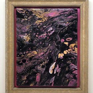 Perplexing Pinkery - framed original fluid art abstract acrylic painting on canvas