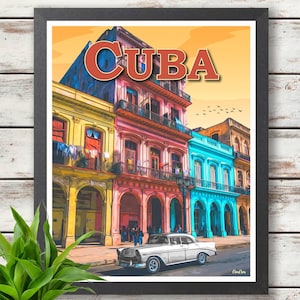 Cuba Travel Poster - Havana  - Cuba Printed Poster - Wall Decor - Gift Ideas - Havana Posters - Wall Art - Old Havana - Home Decor