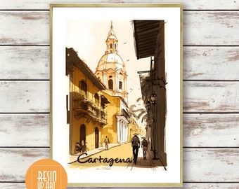 Colombia - Cartagena Travel Poster - Digital Download Art - Wall Deco - Gift Idea - Colombia Watercolor - Cartagena Wall Art - Home Decor