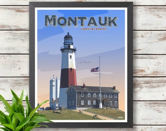 Montauk Travel Poster - Long Island - New York - Poster Print - Wall Deco - Gift Idea