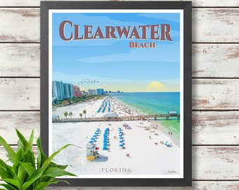 Clearwater Beach Travel Poster - Florida - Poster Print - Wall Deco - Gift Idea