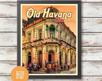 Cuba Travel Poster - Old Havana Poster - Cuba Instant Download - Digital Download Art - Cuba Wall Decor - Cuba Gift Idea - Cuba Posters