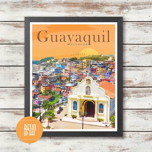 Poster de voyage Guayaquil - Equateur - Cuenca - Poster imprimé - Déco murale - Idée cadeau