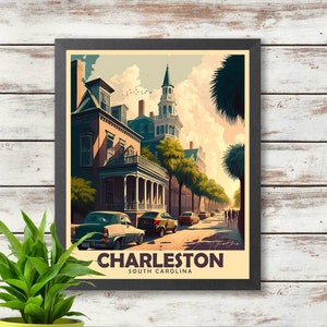 Charleston Travel Poster - South Carolina - Printed Poster - Wall Deco - Gift Idea