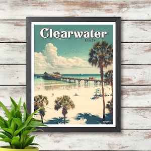 Clearwater Beach Travel Poster - Florida - Poster Print - Wall Deco - Gift Idea