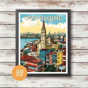 Guayaquil Travel Poster - Ecuador - Home Decor - Printed Poster - Wall Decor - Gift Idea - Wall Art - Ecuador Poster - Illustration