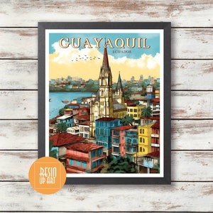 Cartel de Viaje de Guayaquil - Ecuador - Cuenca - Descarga Digital - Wall Deco - Idea de Regalo