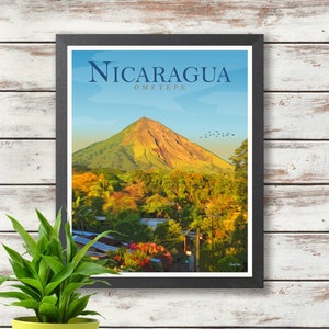 Nicaragua Travel Poster - Ometepe - Digital Download Art - Wall Decor - Gift Idea