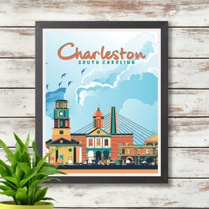 Charleston - South Carolina Travel Poster -  Digital Download Art - Wall Decor - Gift Idea
