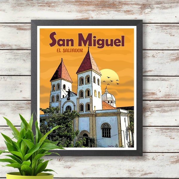 San Miguel - Cartel de viaje de El Salvador - Arte de descarga digital - Decoración de pared - Idea de regalo