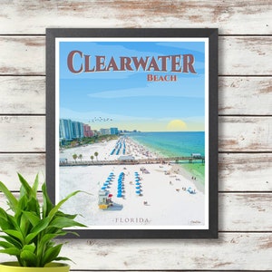 Clearwater Beach Travel Poster - Florida - Digital Download Art - Wall Deco - Gift Idea