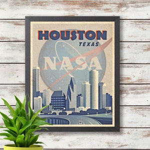 Houston Texas Travel Poster - Space City - Nasa - Printed Poster - Wall Decor - Home Decor - Wall Art - Gift Ideas - Texas Posters