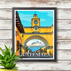 Guatemala Travel Poster - Antigua - Digital Download - Wall Decor - Gift Idea