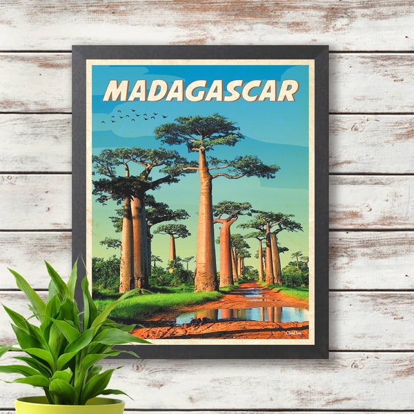 Affiche Vintage Madagascar - Poster Carte Géographique 40x60cm - PostersAndCo
