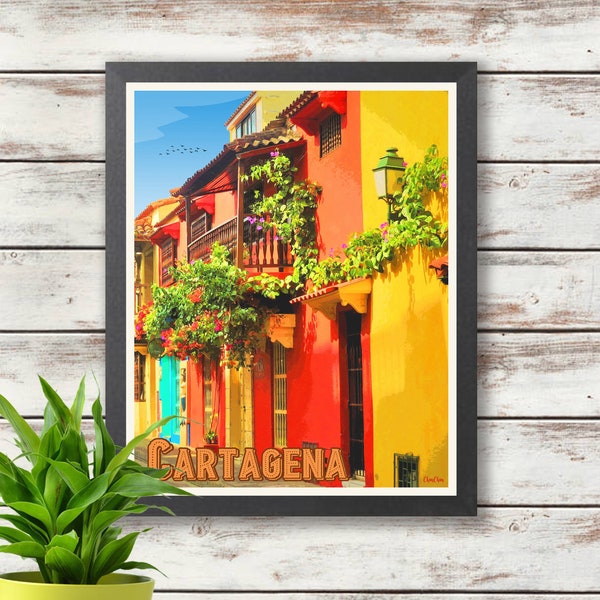 Cartagena - Colombia Travel Poster - Digital Download Art - Wall Deco - Cadeau Idee