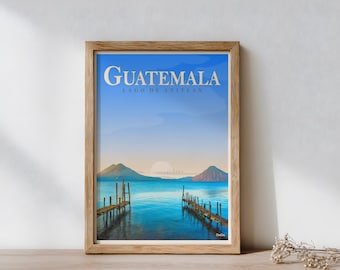 Guatemala Lago de Atitlan Travel Poster - Digital Download - Wall Decor - Travel Wall Art