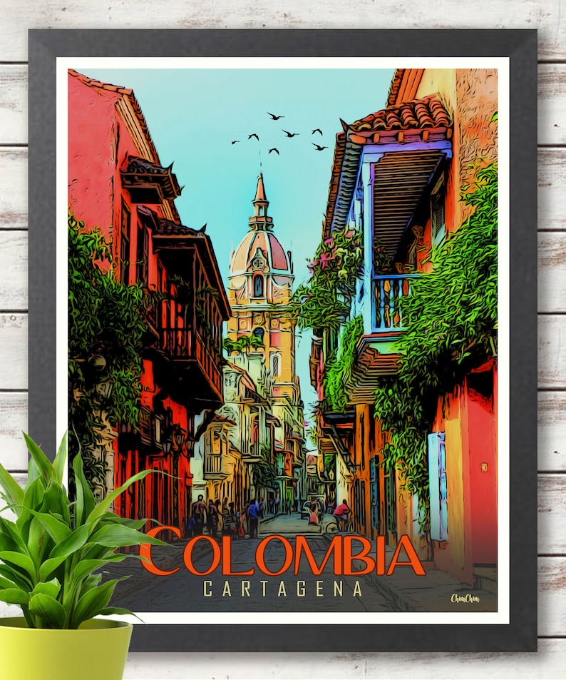 Set of 3 Travel Posters Colombia Cartagena Bogota Printed Posters Wall deco Wall Art Home Decor Colombia Poster Travel Art image 2