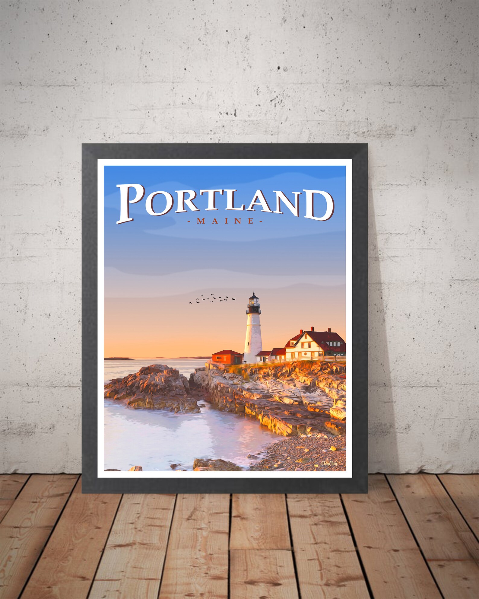 Portland Maine Travel Poster Digital Download Art Wall Etsy
