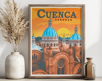 Póster de viaje de Cuenca - Ecuador - Descarga digital - Decoración de pared - Arte mural - Decoración del hogar - Idea de regalo
