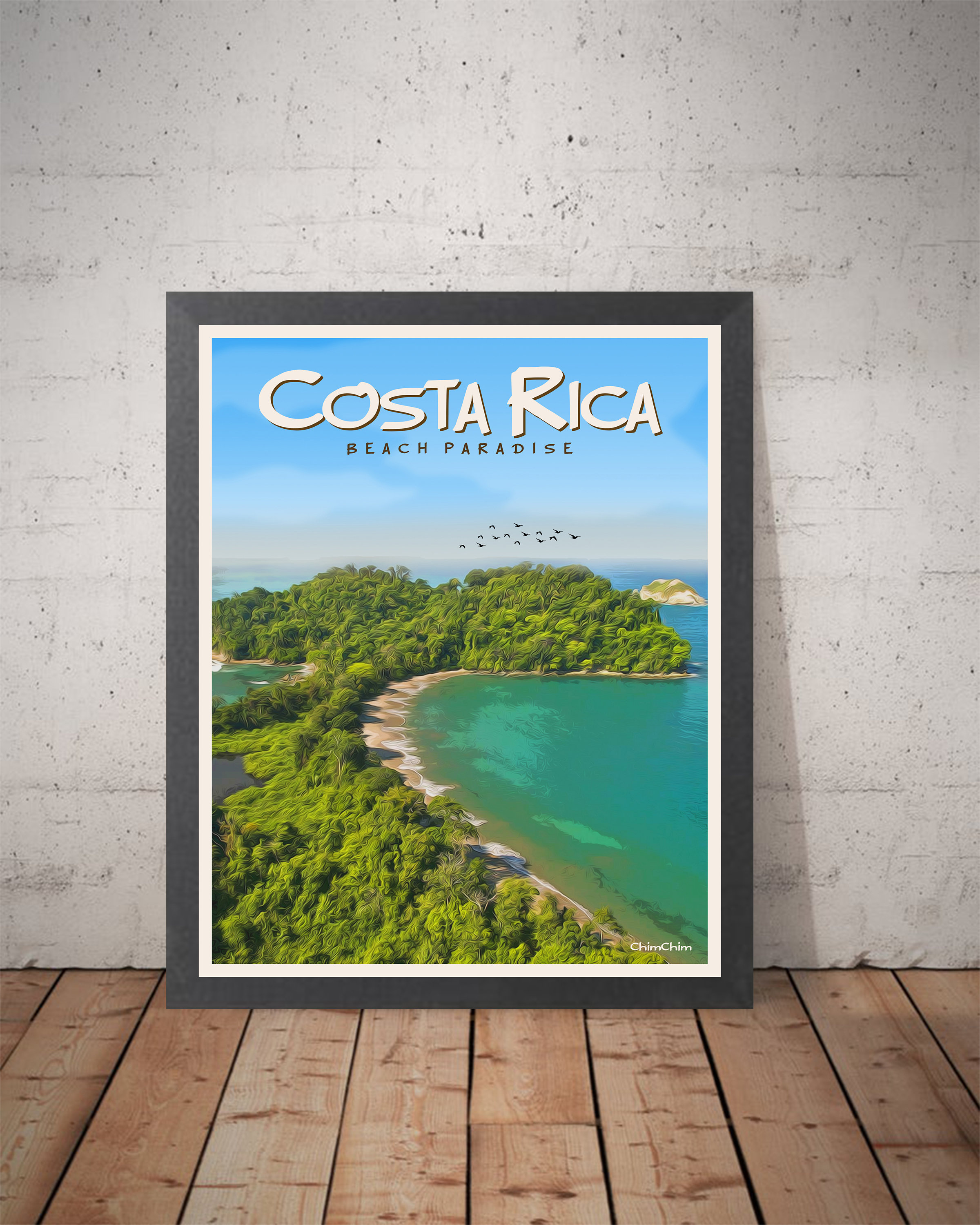 Costa Rica Travel Poster Beach Paradise Printed Poster Etsy
