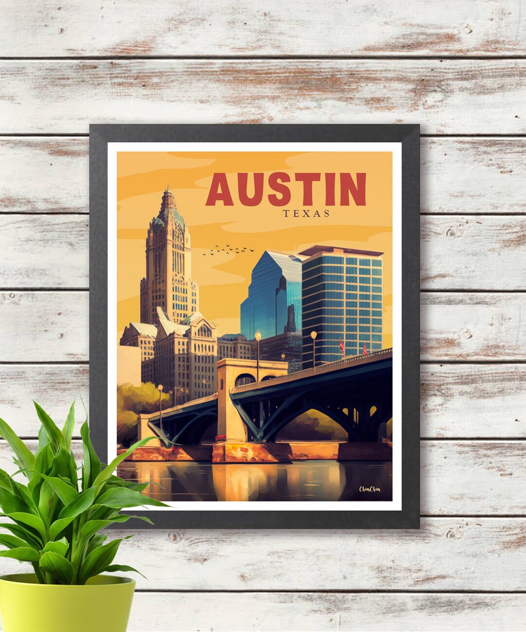Austin Travel Poster - Texas - Digital Download - Wall Deco - Gift Idea ...