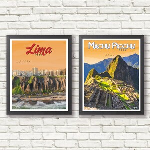 Set of 2 Travel Posters - Lima - Machu Picchu - Peru - Instant Download - Wall Deco - Home Decor - Peru Poster - Wall Art - Travel Art