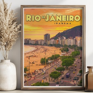Brazil Rio de Janeiro Travel Poster - Digital Download - Corcovado - Copacabana - Wall Decor - Wall Art - Home Decor - Ipanema - Gift Ideas