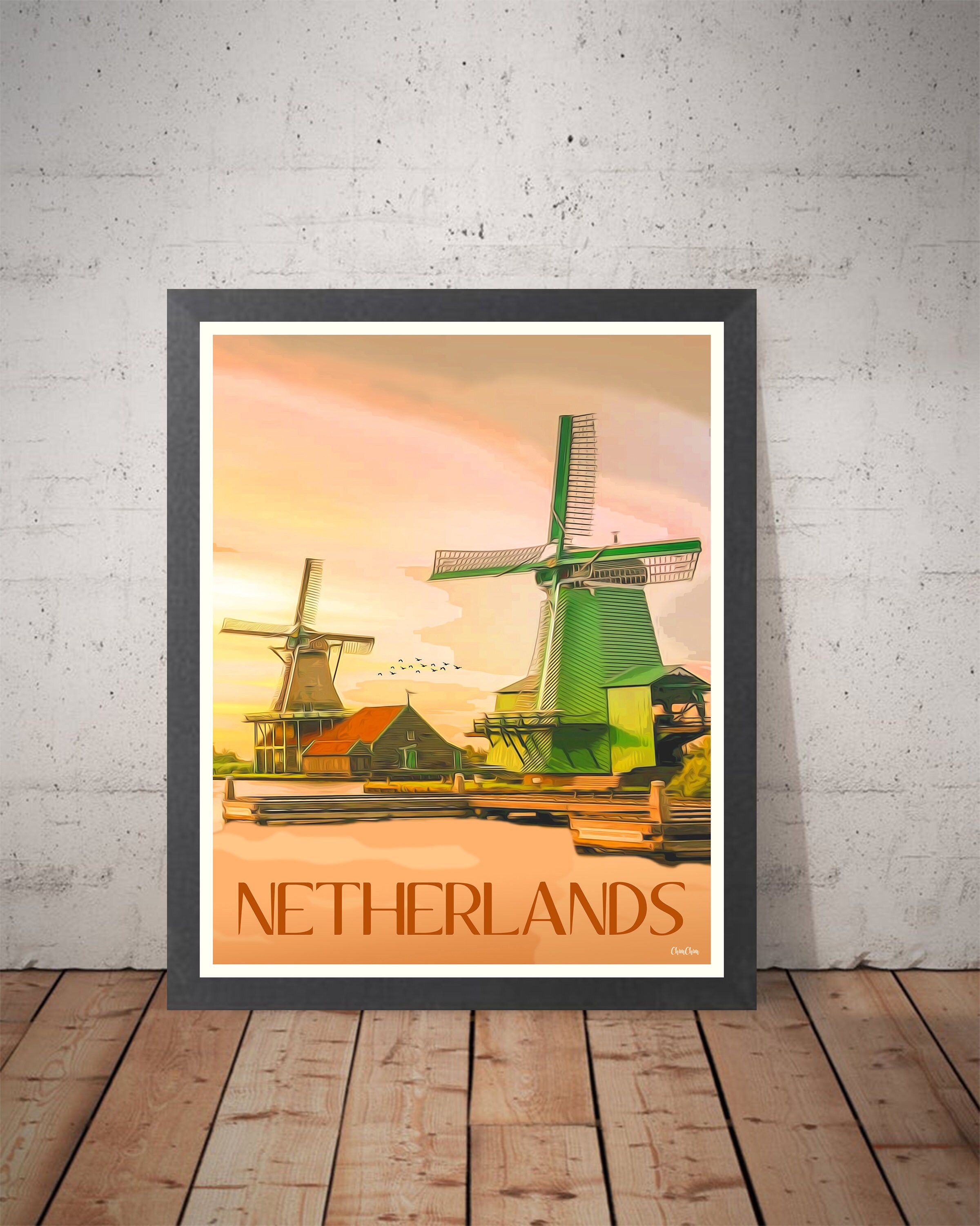 Netherlands Travel Poster Printed Poster Wall Deco Gift Etsy