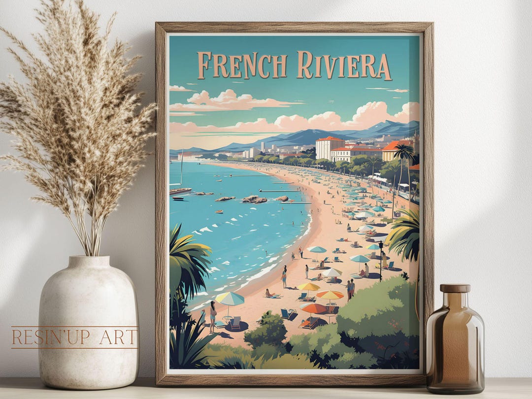 French Riviera Illustration - Travel Poster - Digital Download - Home ...