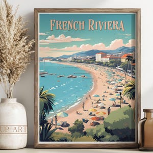 French Riviera Illustration - Travel Poster - Digital Download - Home Decor - Wall Art - Wall Decor - Cote D'Azur - France - Gift Ideas