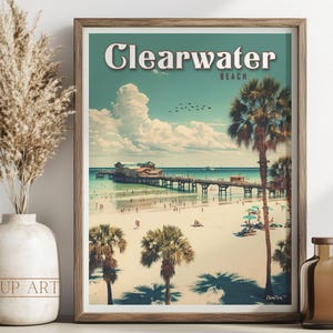 Clearwater Beach Travel Poster - Florida - Illustration - Poster Print - Wall Decor - Home Decor - Wall Art - Gift Ideas
