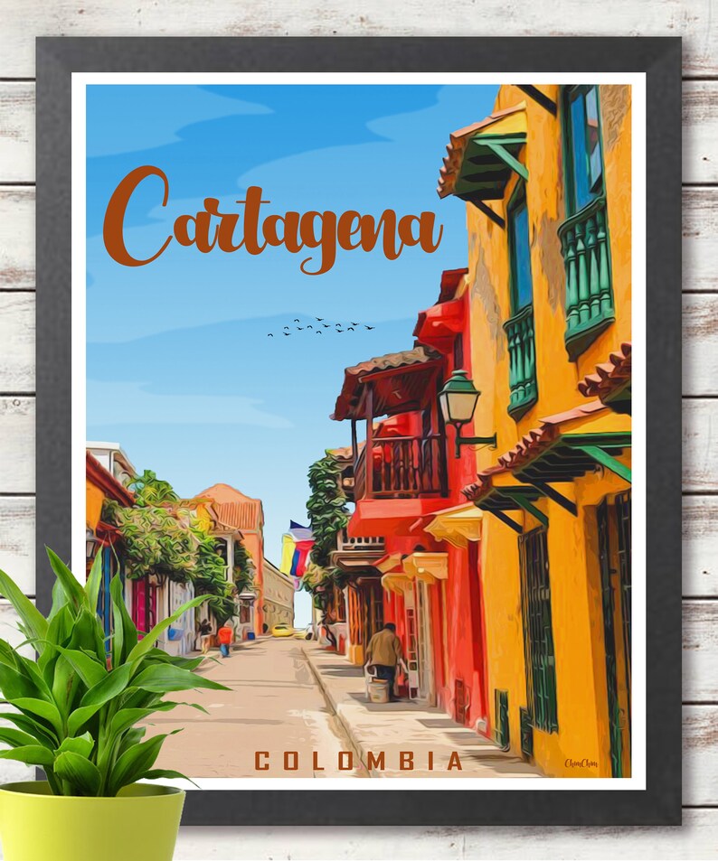 Set of 3 Travel Posters Colombia Cartagena Bogota Printed Posters Wall deco Wall Art Home Decor Colombia Poster Travel Art image 3