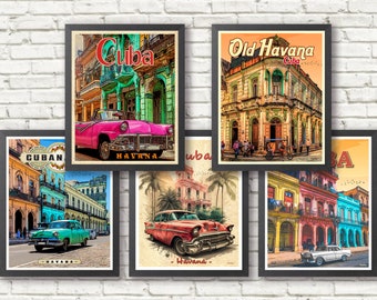 Set of 5 Cuba Travel Posters - Cuba Printed Posters - Cuba Wall decor - Havana - Wall Art - Cuba Home Decor - Cuba Poster - Travel Art