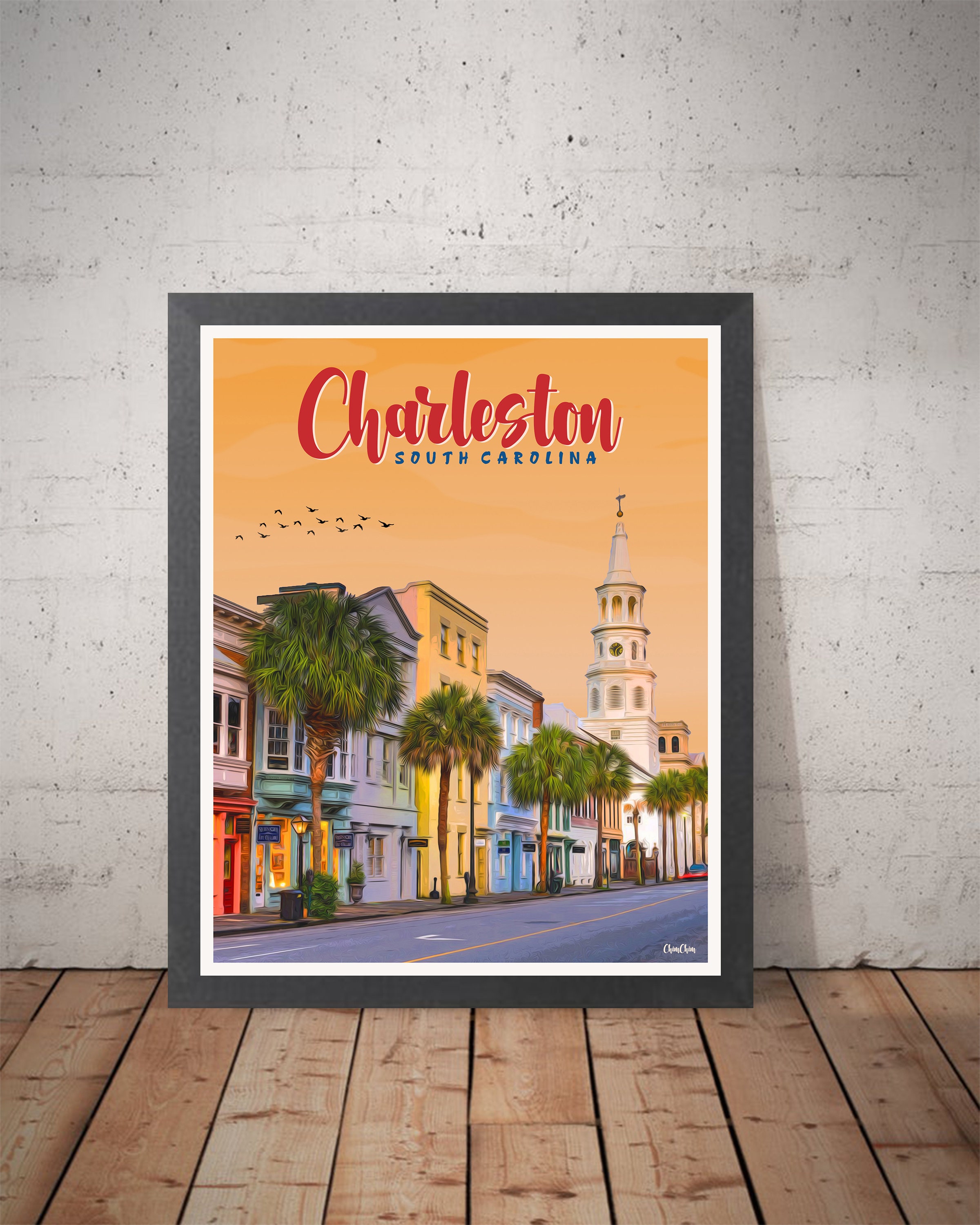 charleston travel poster