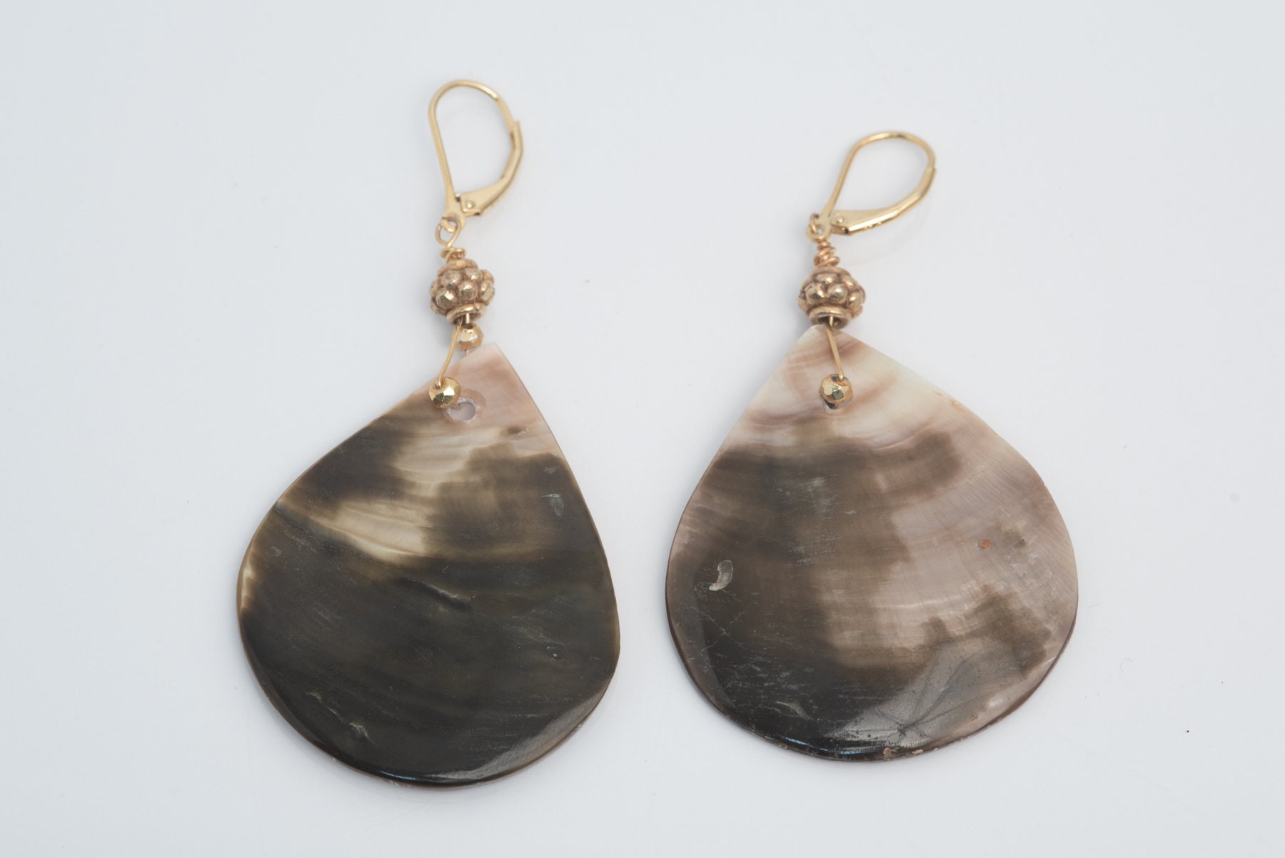 Statement Shell Dangle Earrings With Gold-filled Clasp