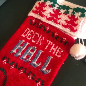 Vintage deck the hall stocking, vintage stocking, vintage christmas stocking, christmas stocking, wreath stocking, santa stocking, christmas