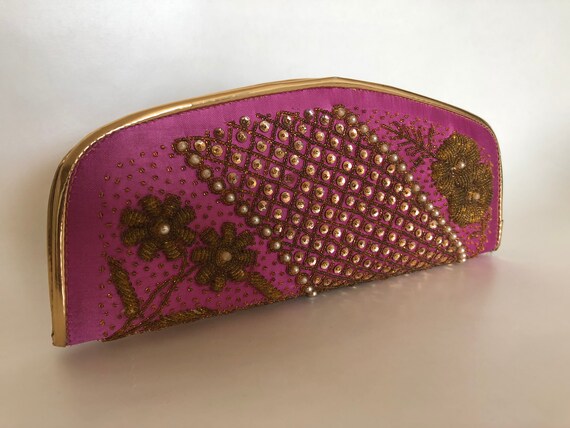Vintage Fuchsia Clutch, vintage clutch, vintage ev