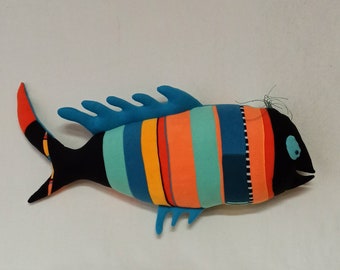 Very large colorful fish, plush toy
