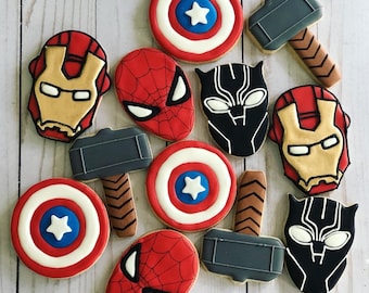 Superhero theme set cookies