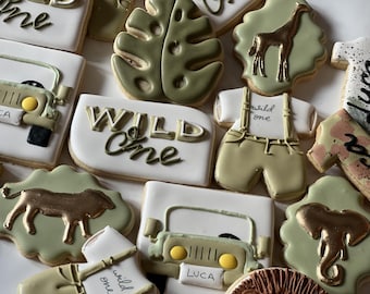 Wild One theme cookies, Safari Baby Shower cookies