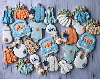 Pumpkin theme  Baby Shower cookies