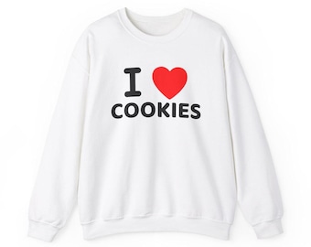 I Love Cookies Unisex Tröja med rund halsringning i kraftig blandning (tm)