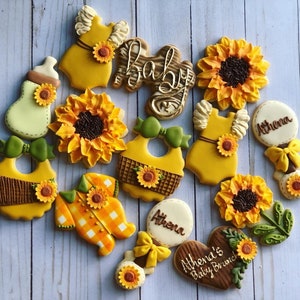 Sunflower Baby Shower cookies