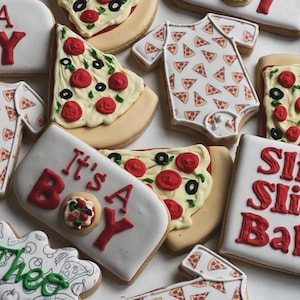 Biscotti per baby shower a tema pizza