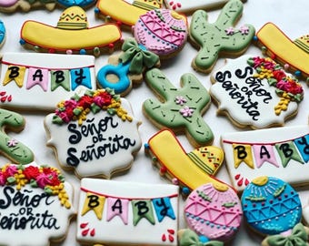 Mexikanska babyshowerkakor / pojke- eller flickakakor / könsavslöjande kakor för bebisar