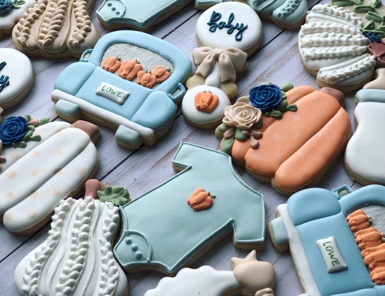 Pumpkin Theme Baby Shower Cookies Etsy